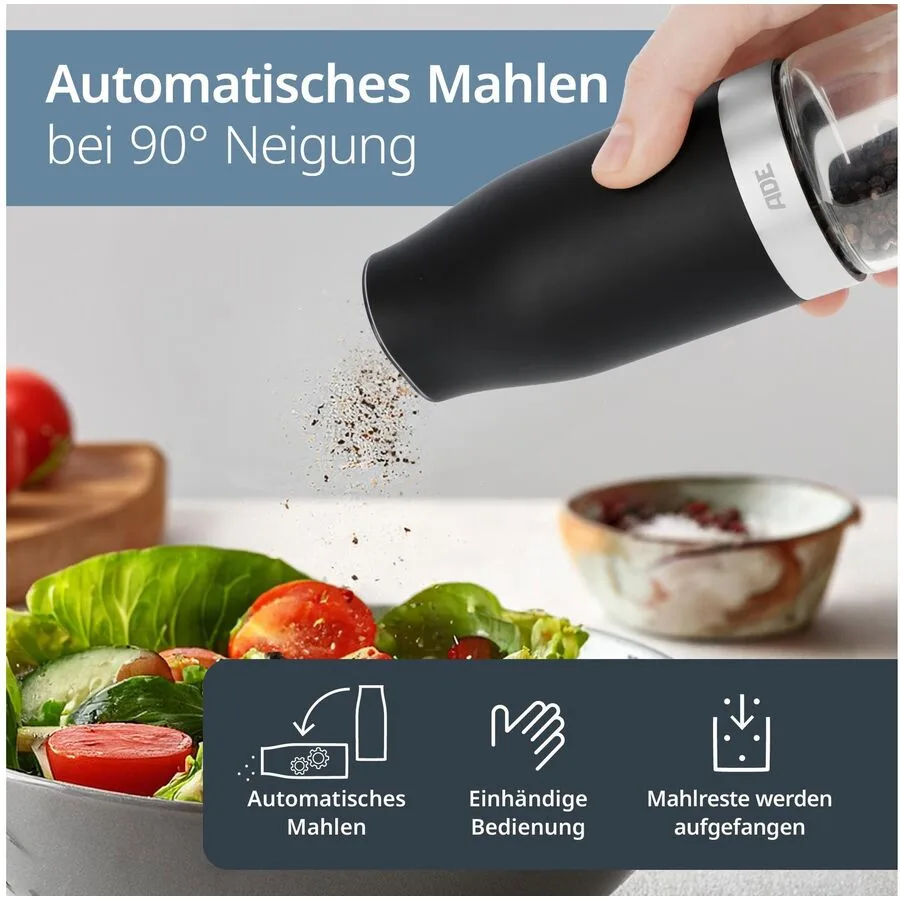 Gewürzmühle ADE Schwarz Edelstahl/ABS/Keramik/Glas H 18.3 cm