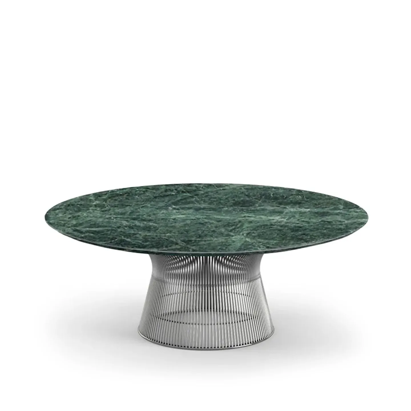 Knoll - Platner soffbord underrede i Polerad nickel, Ø 107 cm, skiva i grön Apli marmor - Soffbord - Warren Platner