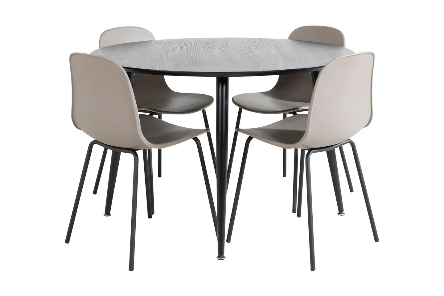 Balisa Matgrupp 115 cm Rund inkl 4 Kullersbro Stolar - Svart/Beige