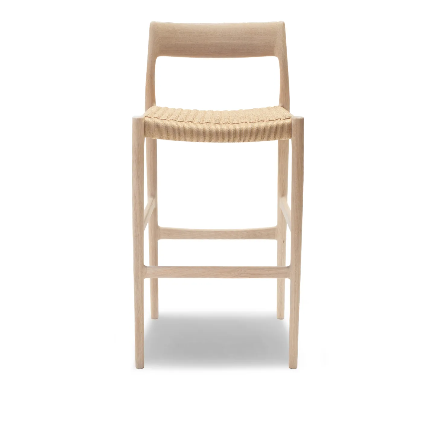 J.L. Møller - Model 77B counter chair Oak, Soap, Natural Rope - Barstolar - Niels Otto Møller - Beige - Papper/Trä