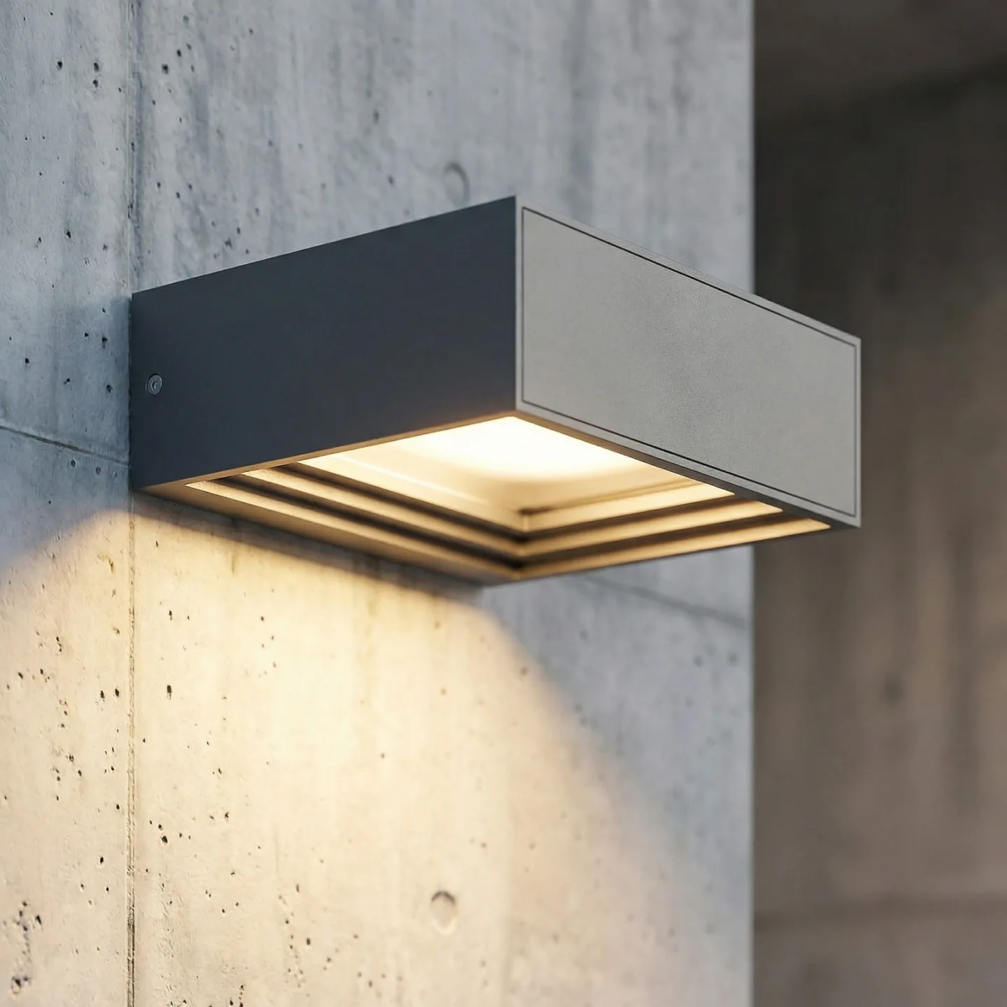 Ashkan LED-væglampe, antracit, IP65 - Lucande - Moderne - Metal - Kantet