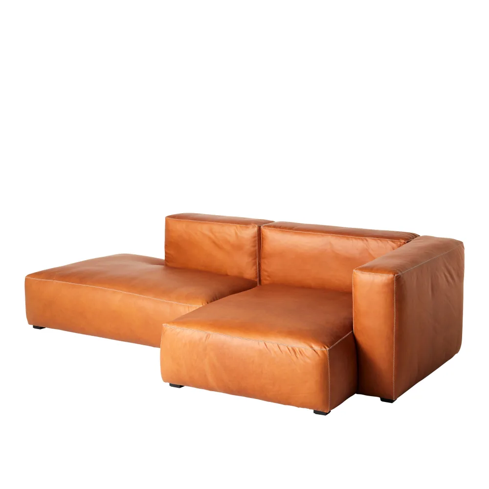 HAY - Mags Soft 2,5 Seater Combination 3 Right - Light Grey Stitching - Cat.6 - Sense Cognac - Soffor - Brun