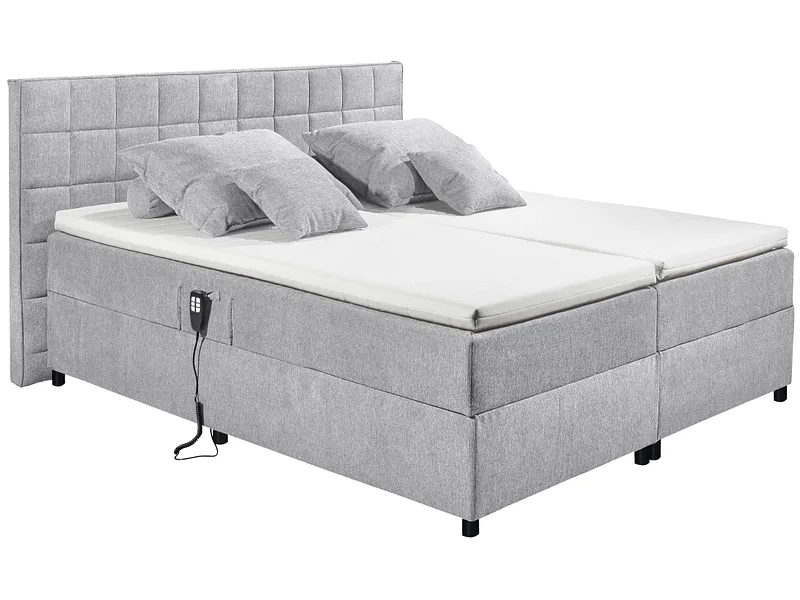 Elektrisches Boxspringbett MARIBORSKO grau 180x200cm halbfest
