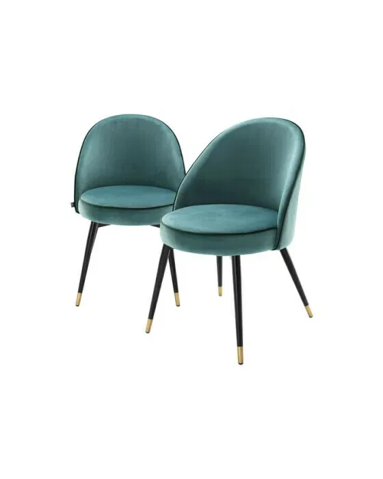 Cooper Dining Chair Roche Turquoise Velvet Set of 2