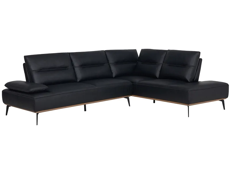 Ecksofa PALERMO Echtleder schwarz