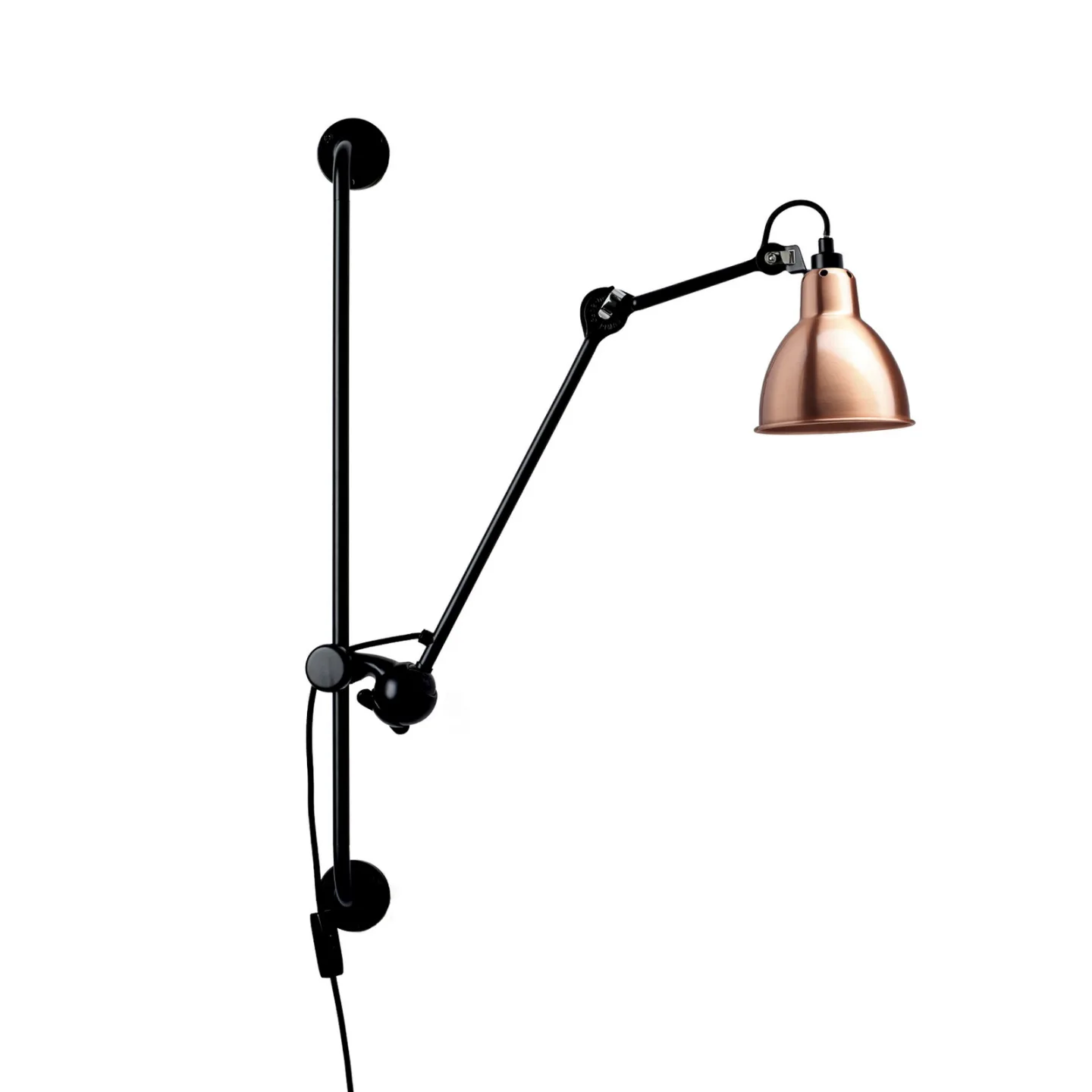 210 Vegglampe svart/kobber – Lampe Gras 201 Round - Stue - Design - Metall - Med en lyskilde