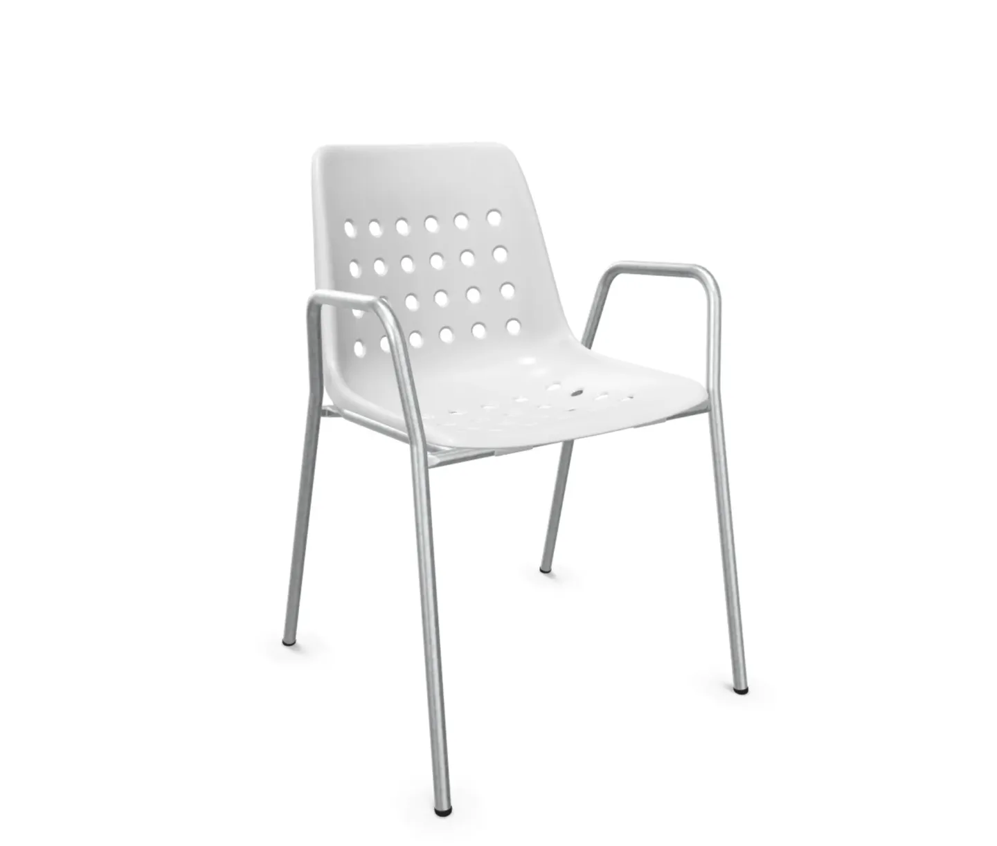 Schaffner Schalen-Stuhl Bermuda mit Armlehne Feuerverzinkt Weiss | Schubiger Möbel