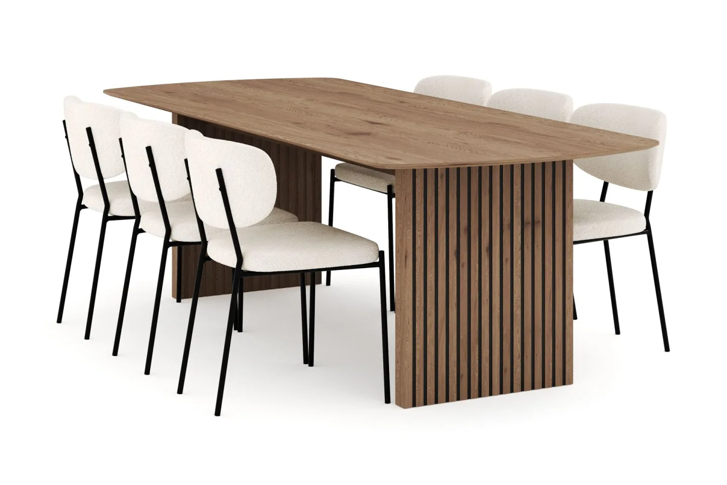 Richeto Matgrupp 240 cm med 6 Gemmiano Matstolar - Naturlig finish