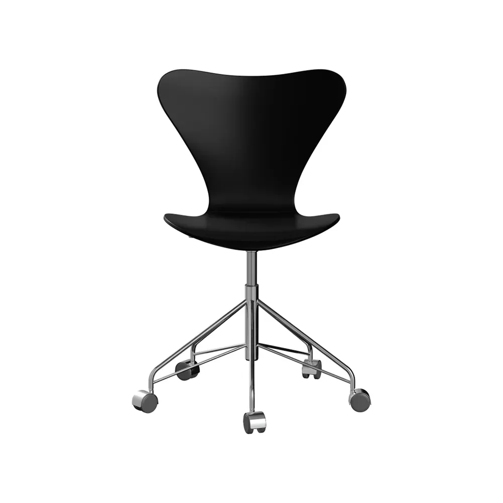 Fritz Hansen Sjuan 3117 kontorsstol mjuka hjul Lacquered beech black-chrome