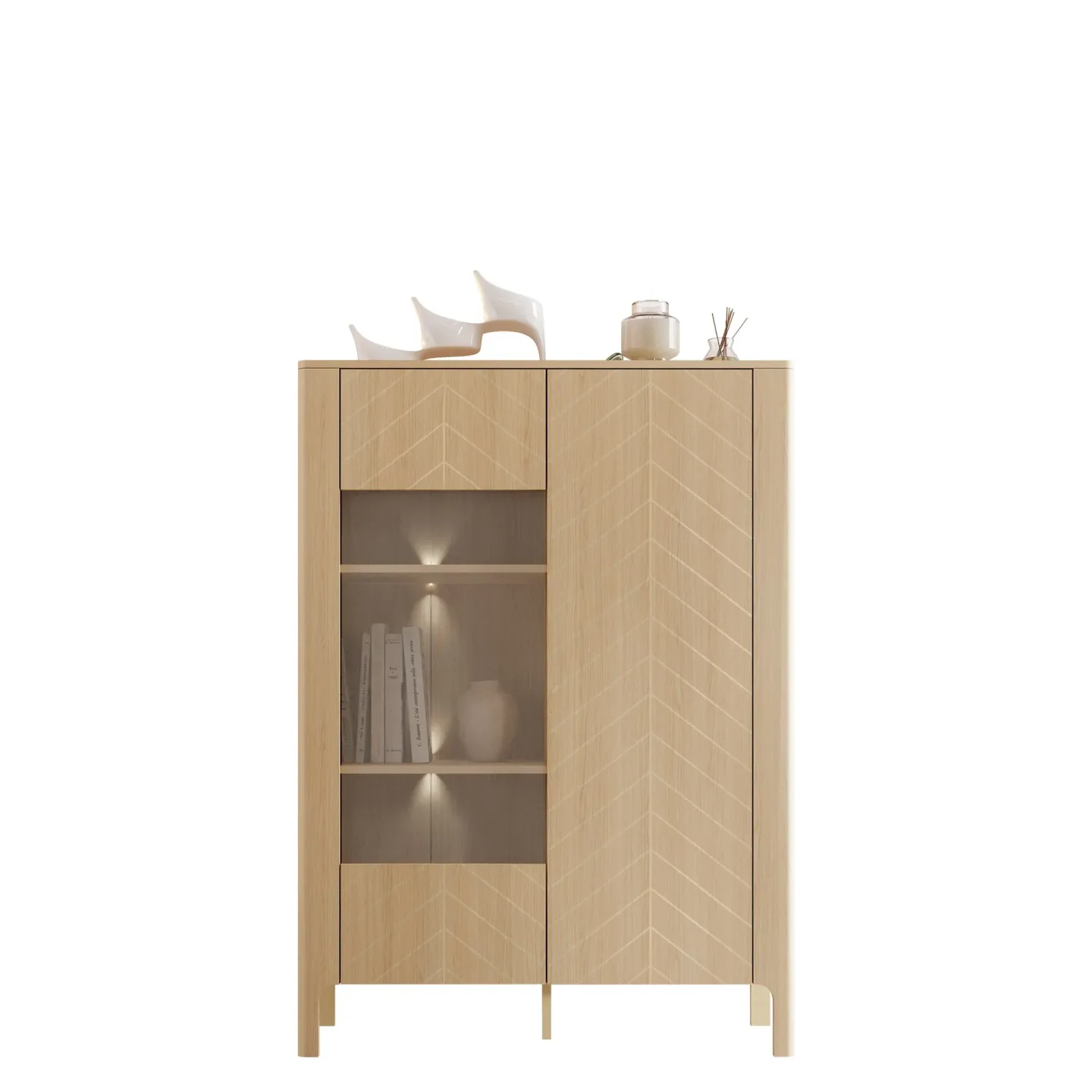 Aggarwal Vitrinskåp 103 cm med Belysning -