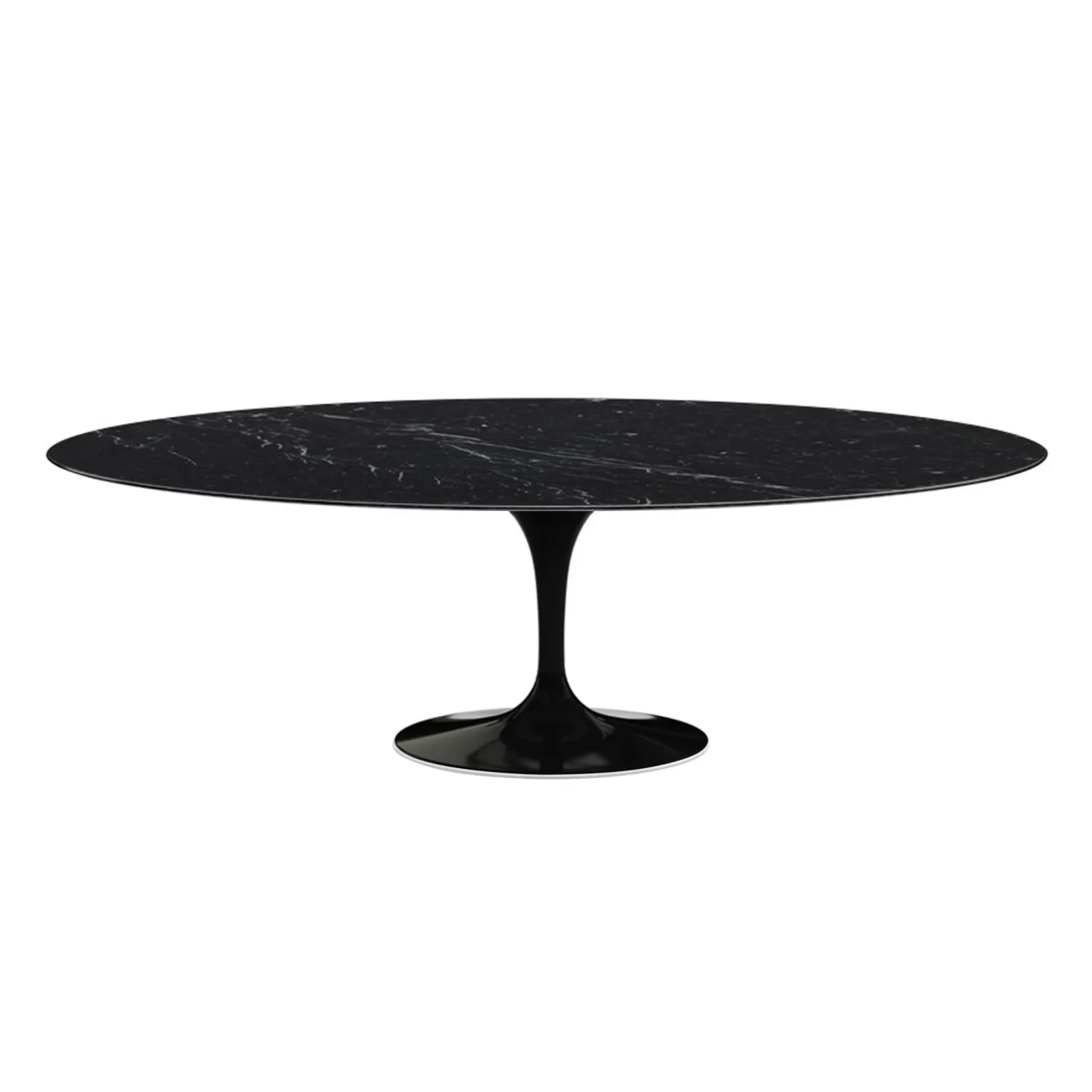 Knoll - Saarinen Oval Table - Matbord, 244 x 137 cm, Svart underrede, skiva i matt svart Marquina marmor - Matbord - Eero Saarinen - Svart - Metall/Sten