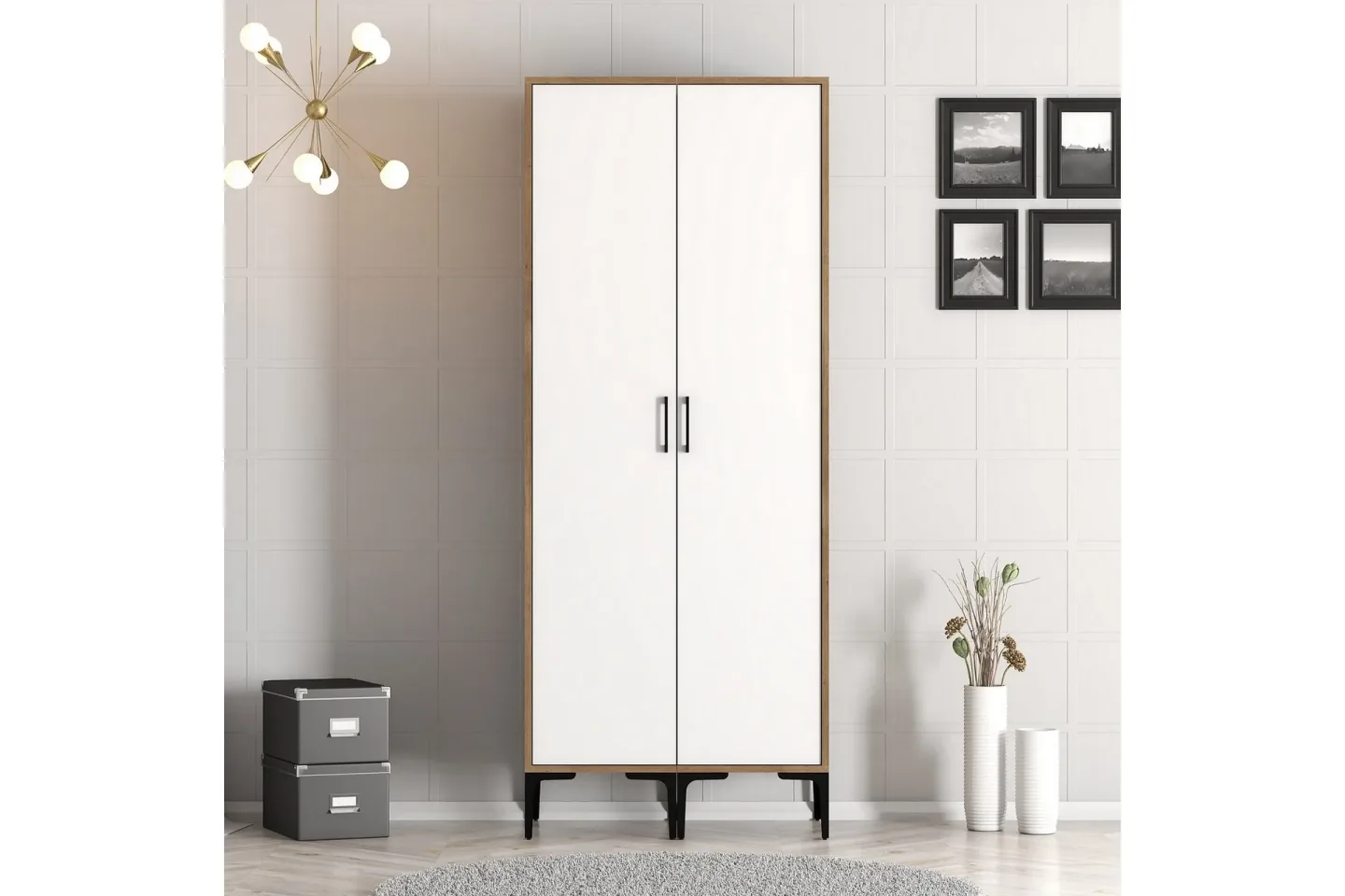 Kumsal Garderob 80 cm - Brun/Vit