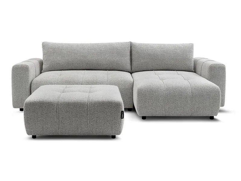 Ecksofa mit Hocker BOBOCHIC ARSENE Stoff chiniert hellgrau