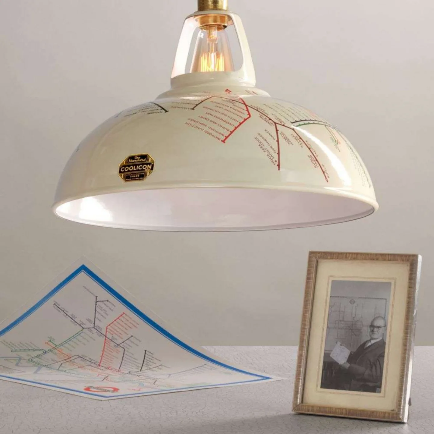 Large 1933 Pendelleuchte, Ø 40 cm, cremefarben - Coolicon - Wohnzimmer - Design - Metall
