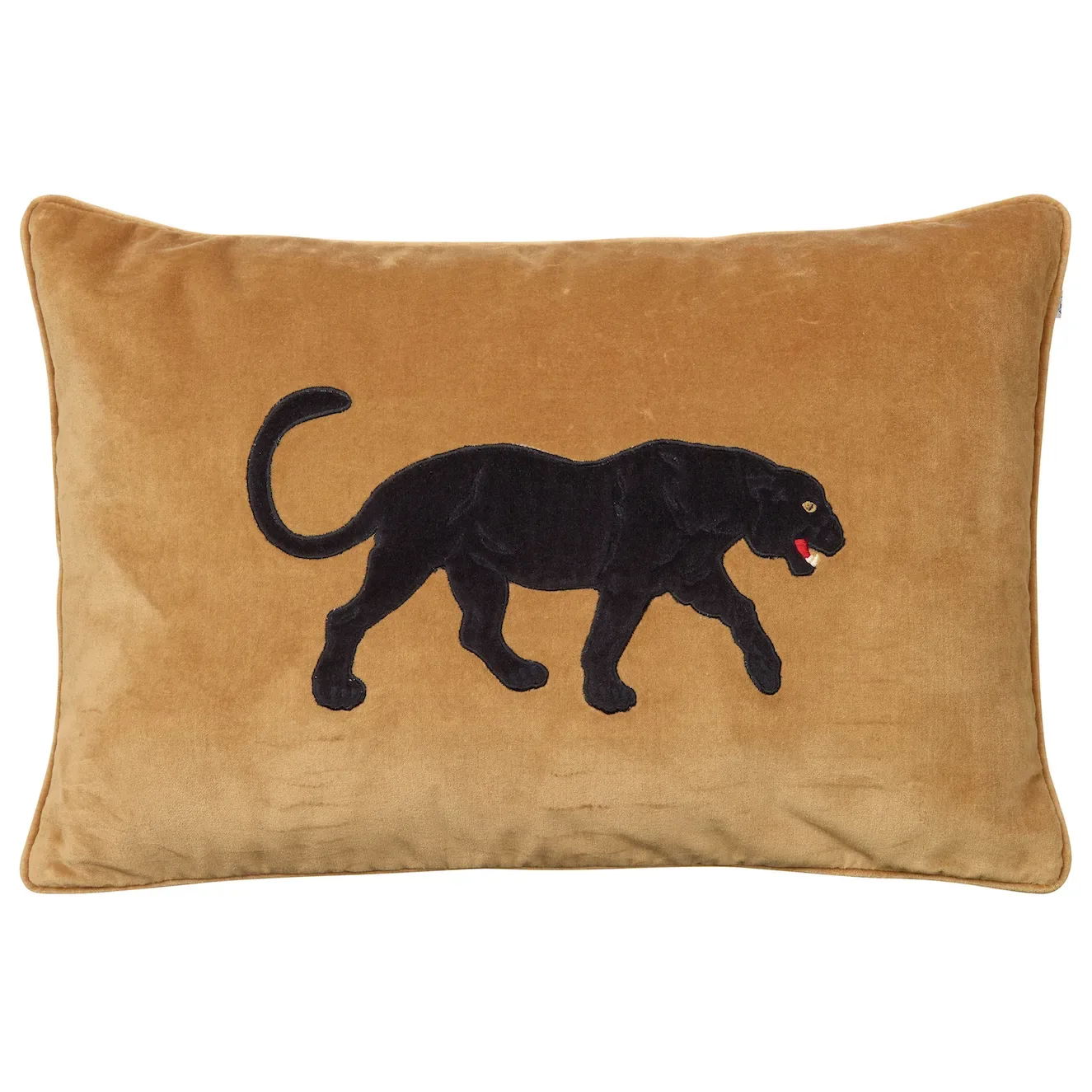 Chhatwal & Jonsson Embroidered Black Panther kuddfodral 40x60 cm Masala yellow