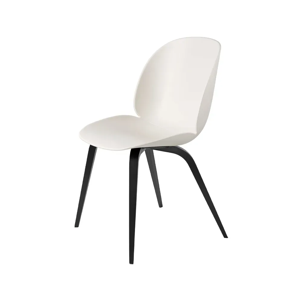 GUBI Beetle stol alabaster white, svartbetsat boksstativ