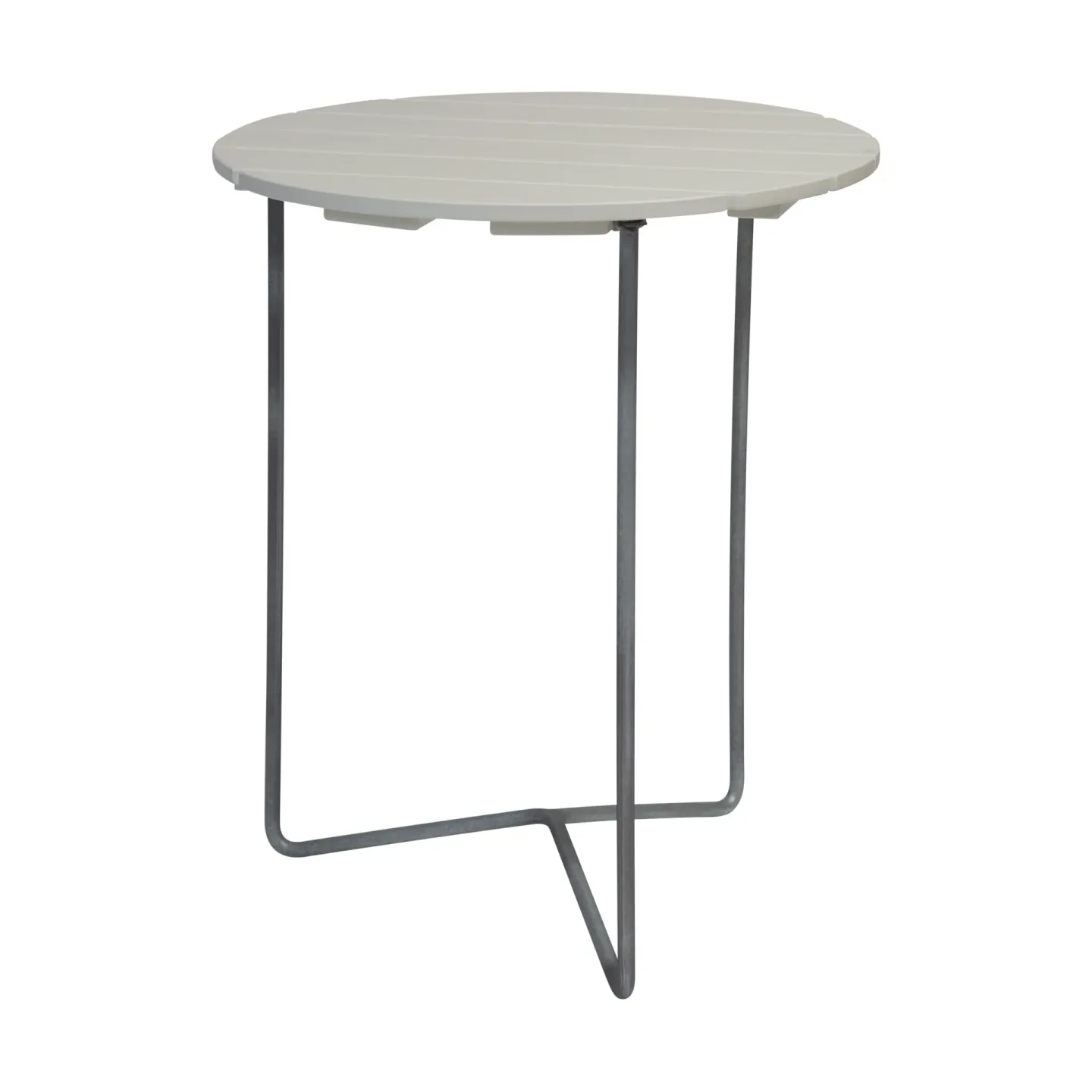 Grythyttan Stålmöbler Table 6B bord Vitlackad ek-varmförzinkad stativ, Ø60 cm