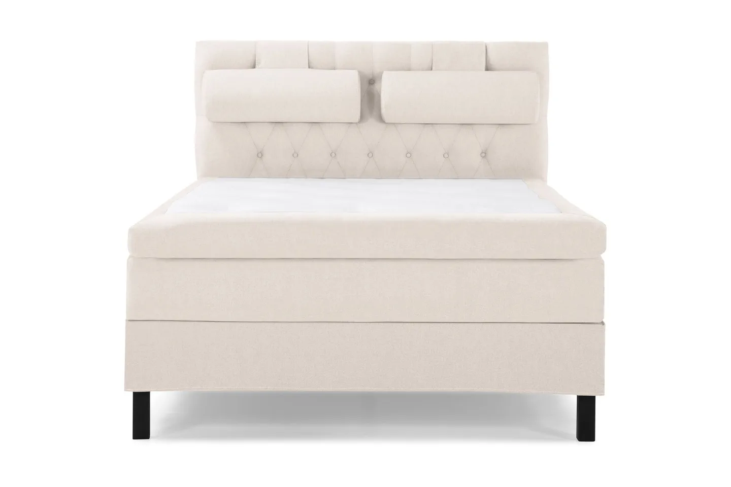 Lucky Komplett Sängpaket 140x200 Polyeter Diamant Sänggavel - Nackkudde Stor Beige
