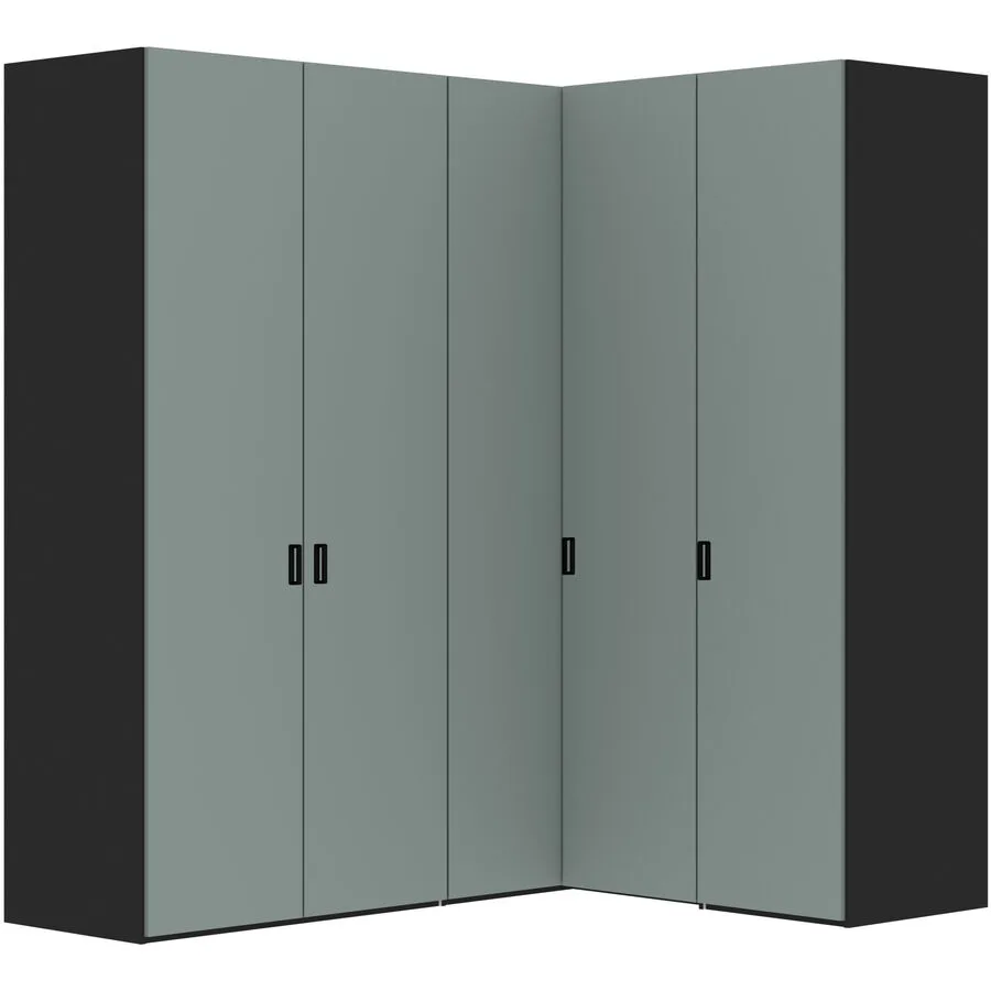 Kleiderschrank Arena Drehtüren Novaschwarz/Salbeigrün Holzwerkstoff B 160 cm - Schweizer Möbelhersteller