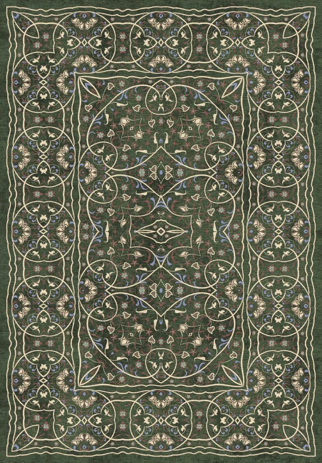 Wilton-teppe - Dara (grønn) (Størrelse: 160 x 230 cm)