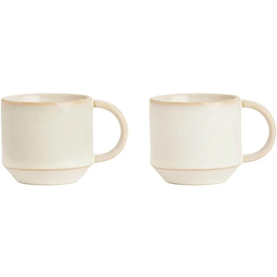 Espressotassen-Set OYOY Alt Weiss Steingut H 5.5 cm 200 ml