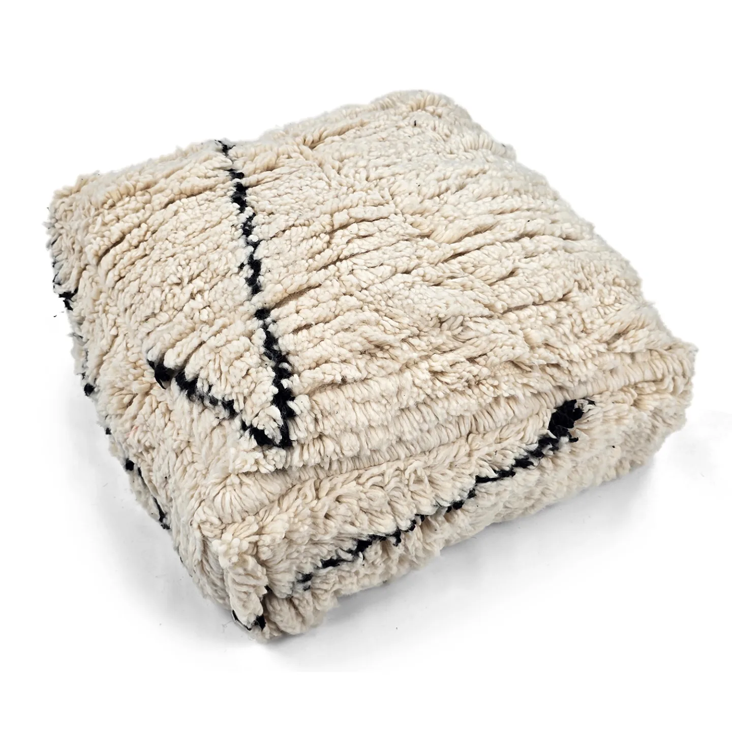 Sittepuff - Marokkansk Beni Ourain 052 (Størrelse: 60 x 60 cm)
