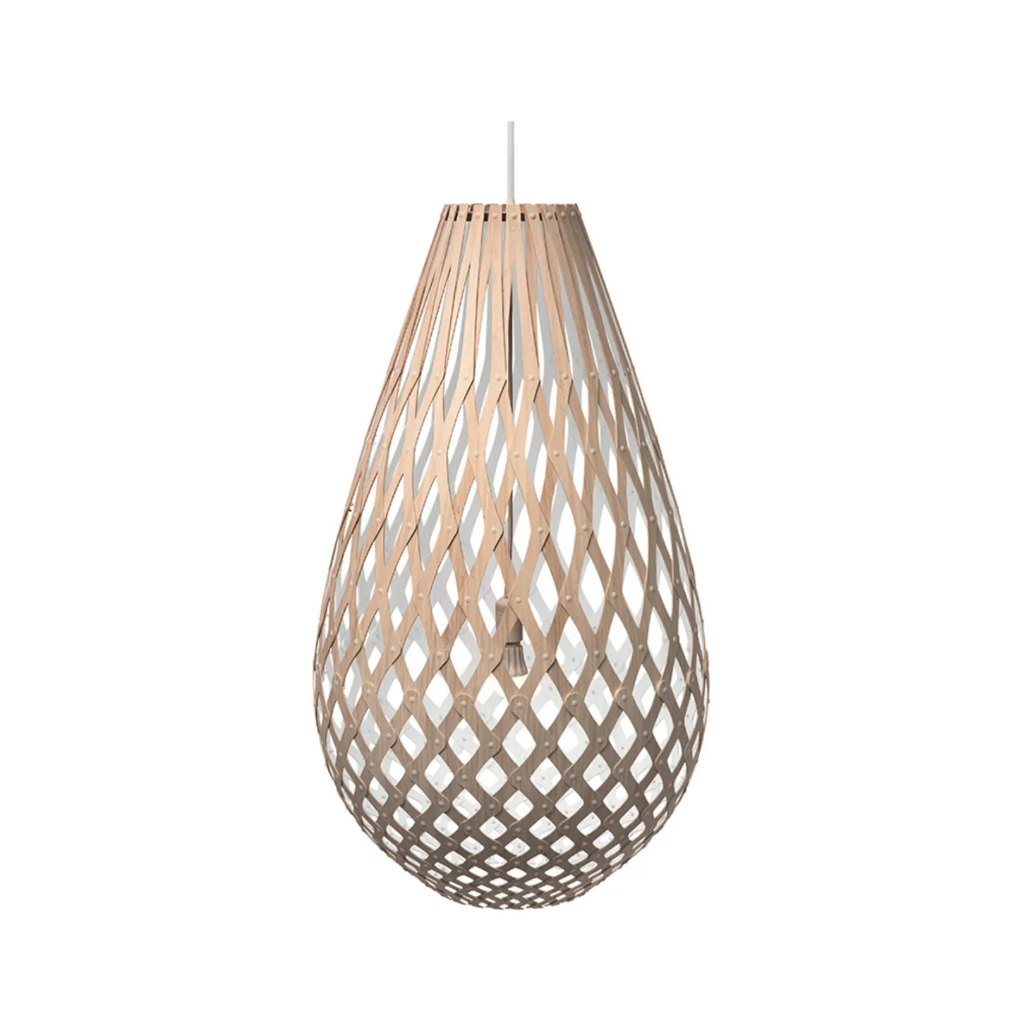 Koura Pendelleuchte H120 1 Seite Weiß - David Trubridge - Wohnzimmer - Bambus