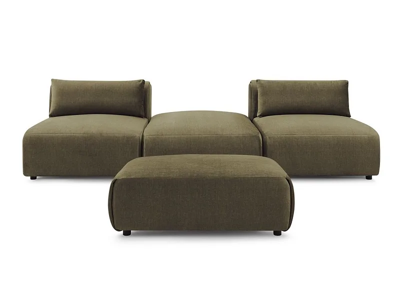 3er Sofa mit Hocker BOBOCHIC JEANNE Samt grün