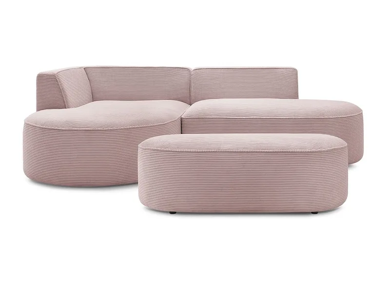 Ecksofa mit Hocker BOBOCHIC ROUSSEAU Cord-Stoff violett