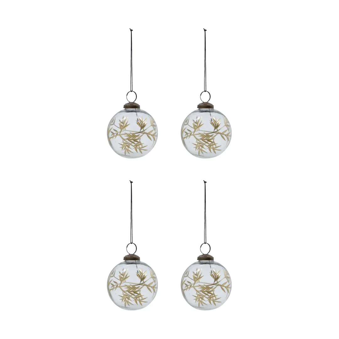 House Doctor Leaf julgranskula Ø7,5 cm 4-pack Klar-guld