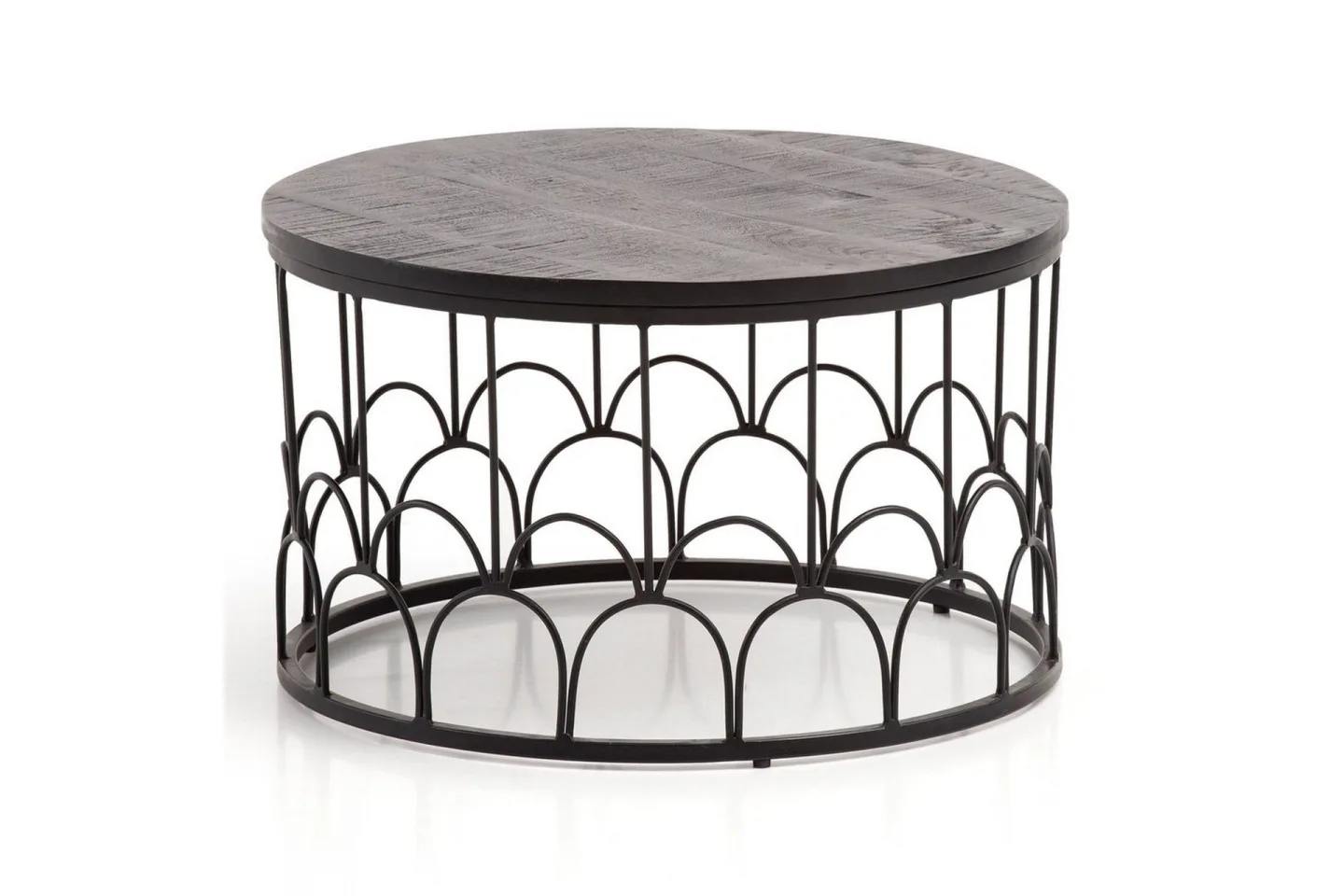 Soffbord Wohnling Massivt trä rund 60 cm med modern metallram modern -