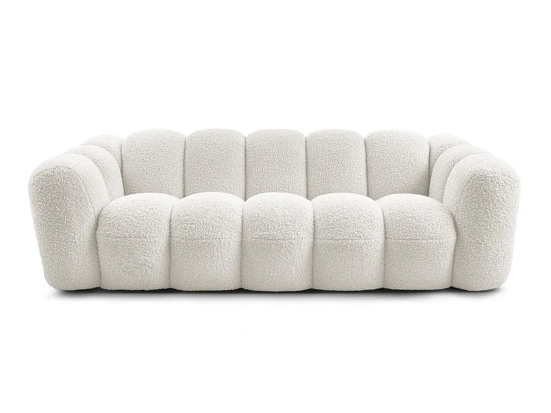 3er Sofa BOBOCHIC HIPPOLYTE Boucle-Stoff weiss