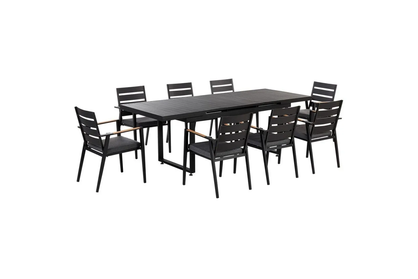 Matsalsset Valcanetto/Taviano Svart/grått/ljust trä, 8-Sits - Svart/grått/ljust trä, 8-Sits