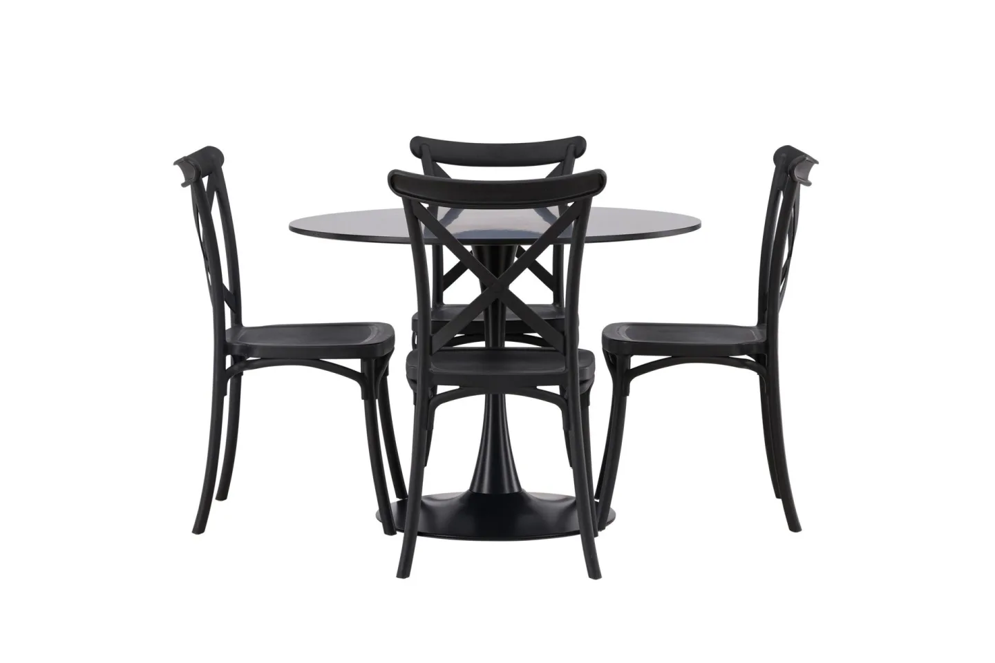 Glade Matgrupp 100 cm Rund med 4 Crosett stolar - Svart
