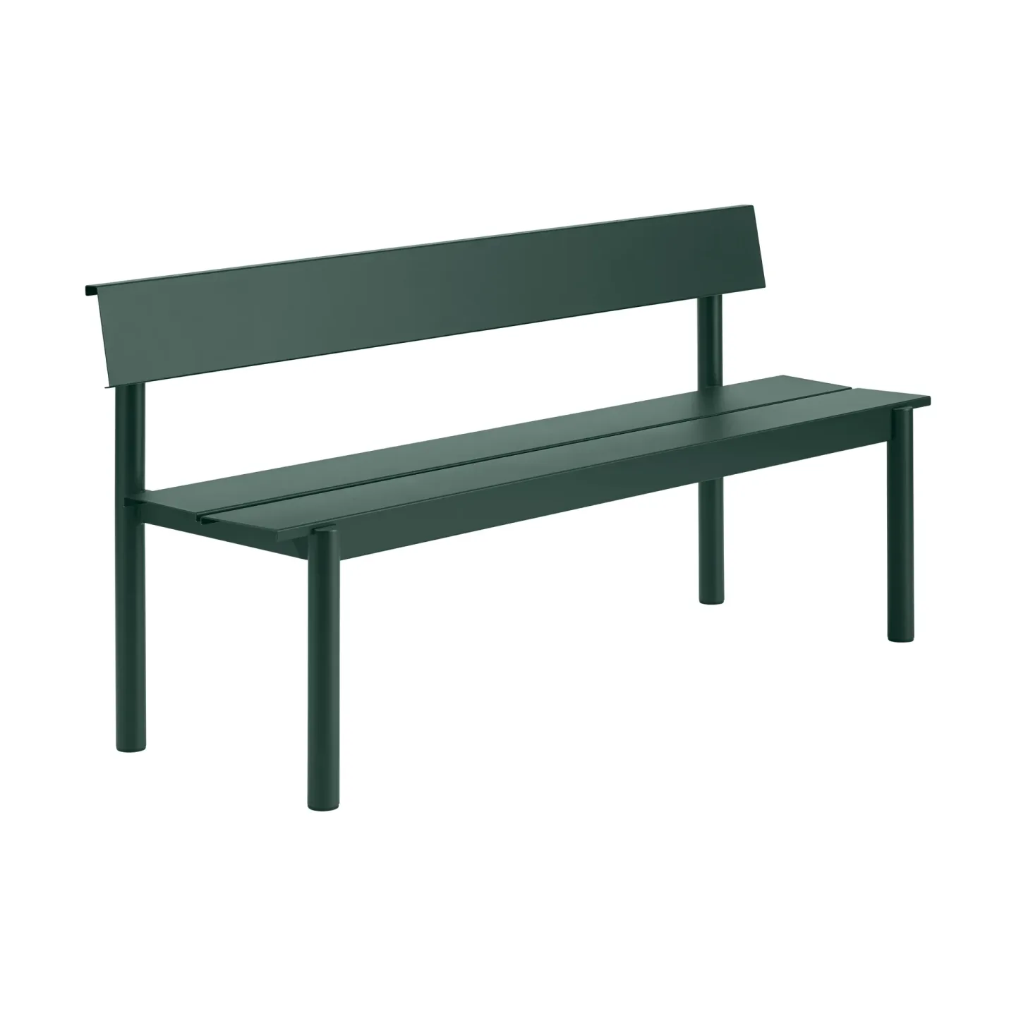 Muuto Linear Steel Bank mit Rückenlehne Dark green, 170x34 cm