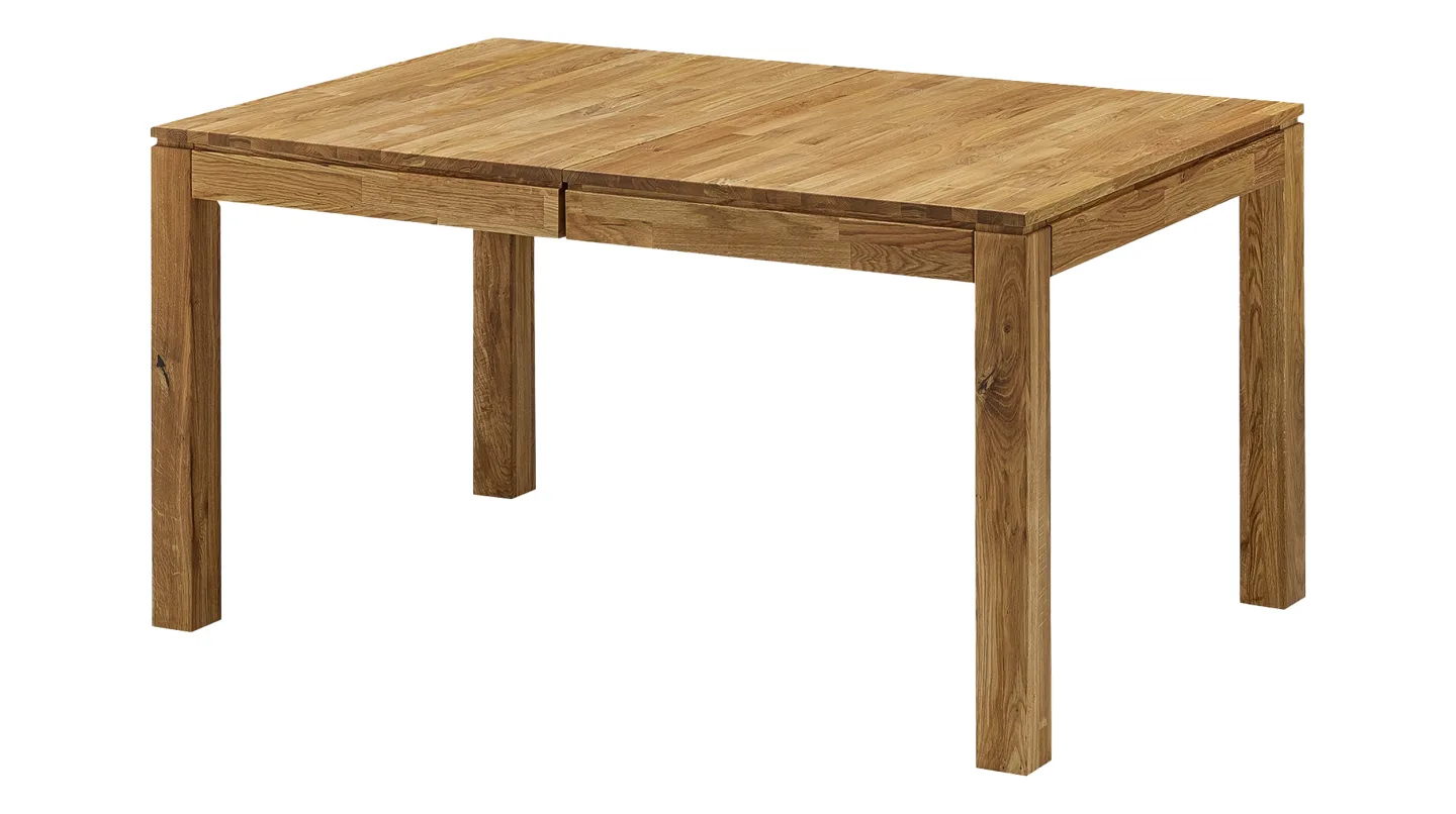 Esstisch 140 (180-220 cm) x 90 cm ausziehbar Wildeiche massiv geölt - TAVERO