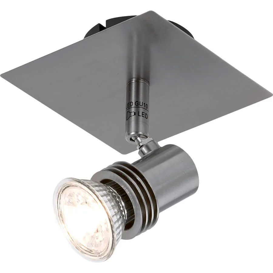 Spot Calisto Grau Metall 11 cm 10.5 cm - Farbe: Nickel - LED - Lichtfarbe: Warmweiss - LED Energiesparlampen