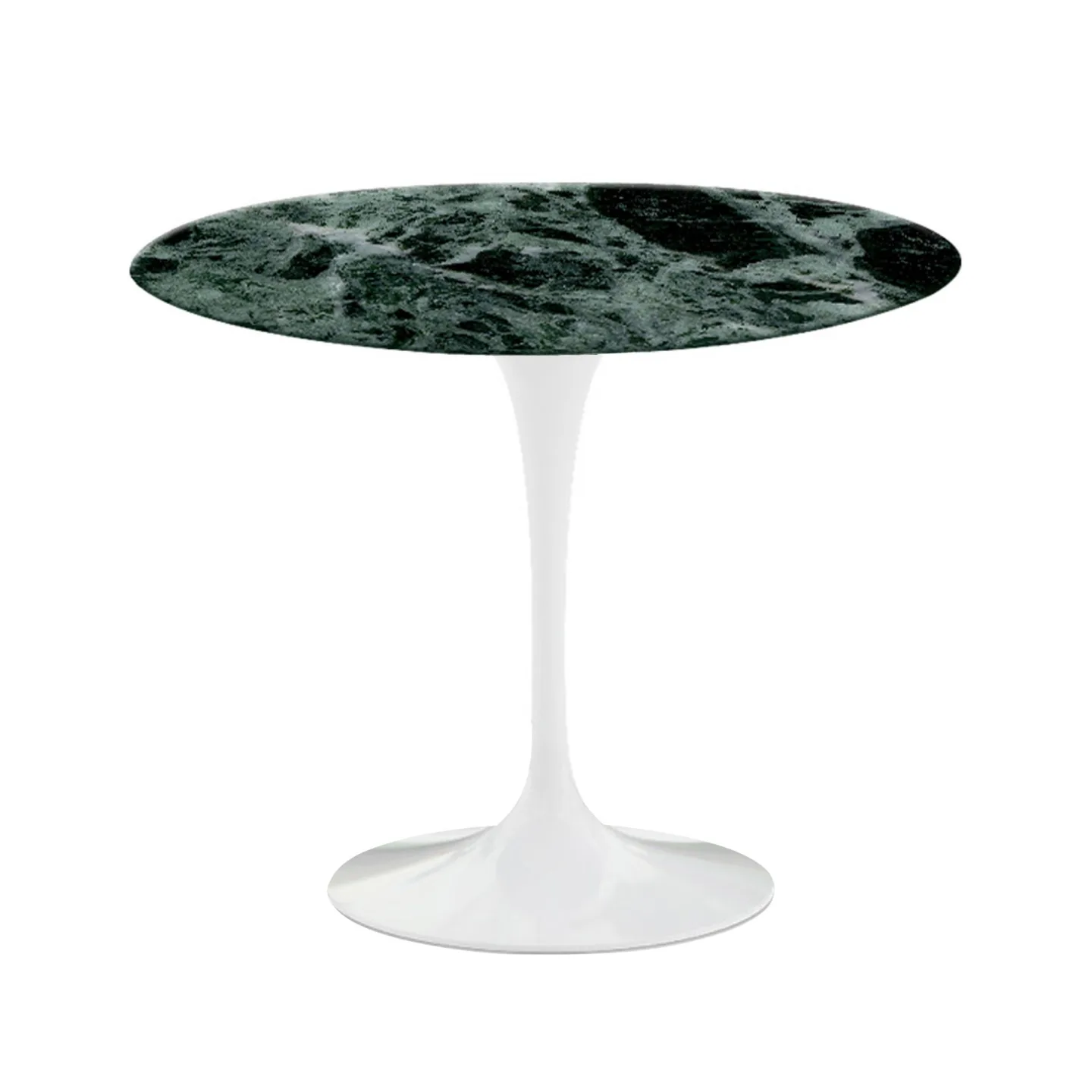 Knoll - Saarinen Round Table - Matbord, Ø 91 cm, Vitt underrede, skiva i matt grön Alpi marmor - Matbord - Eero Saarinen