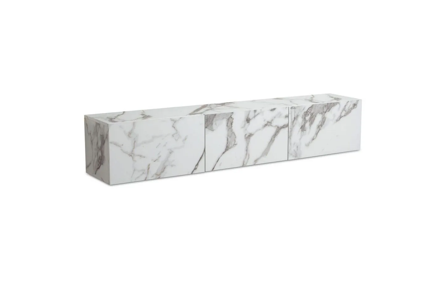 Lowboard Wohnling Folierad upphängning med luckdörr, modern Marmor, Vit, 160 cm - Marmor, Vit, 160 cm