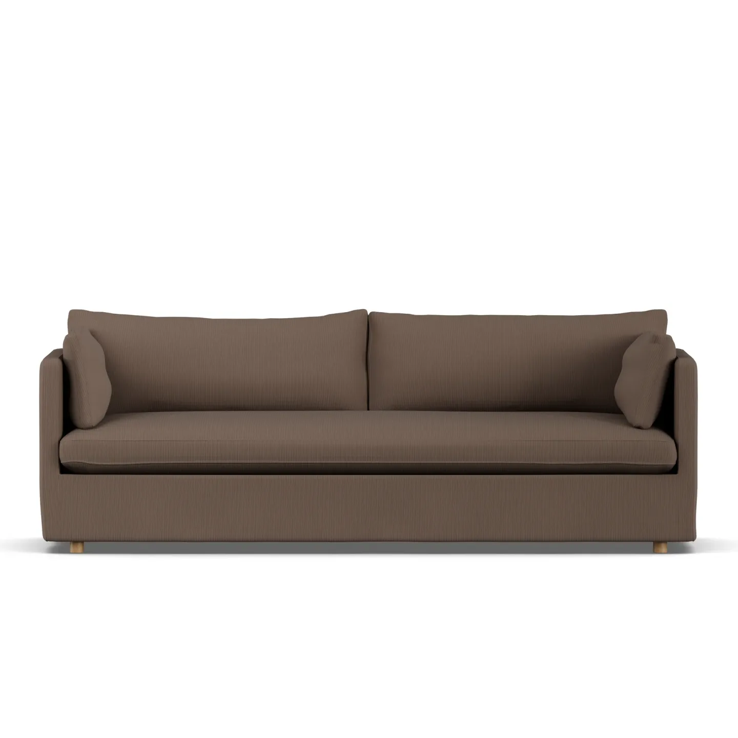 1898 Linnevik Sofa Jump brown 1955-Eiche weiß geölt, 4-sitzig, mit Volant