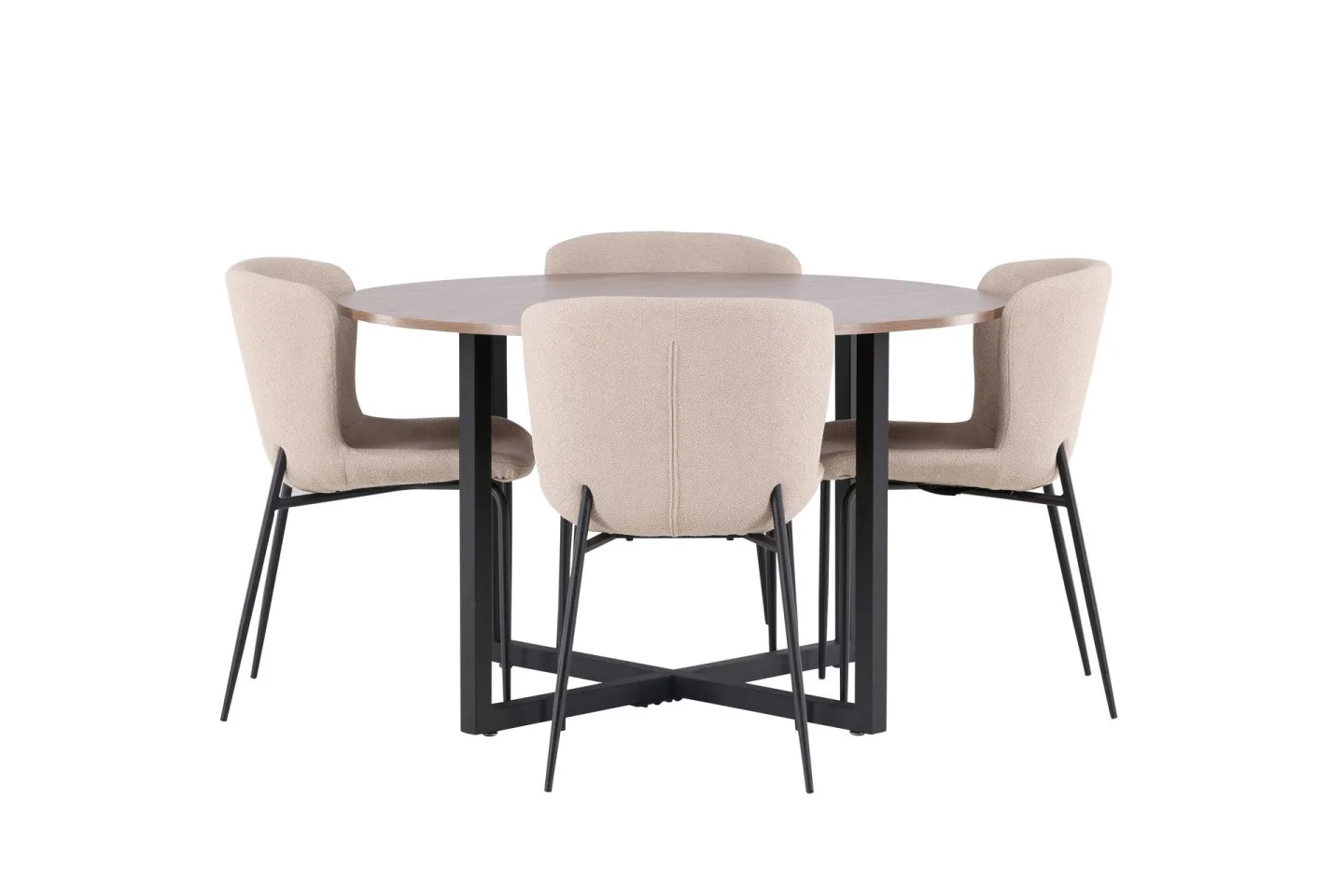 Durango Matgrupp 120 cm Rund med 4 Modesto Stolar - Valnöt