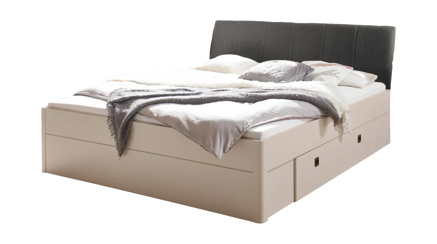 Doppelbett 180 x 200 cm - Beige-Kaschmir - Bettschubkästen - CARANO