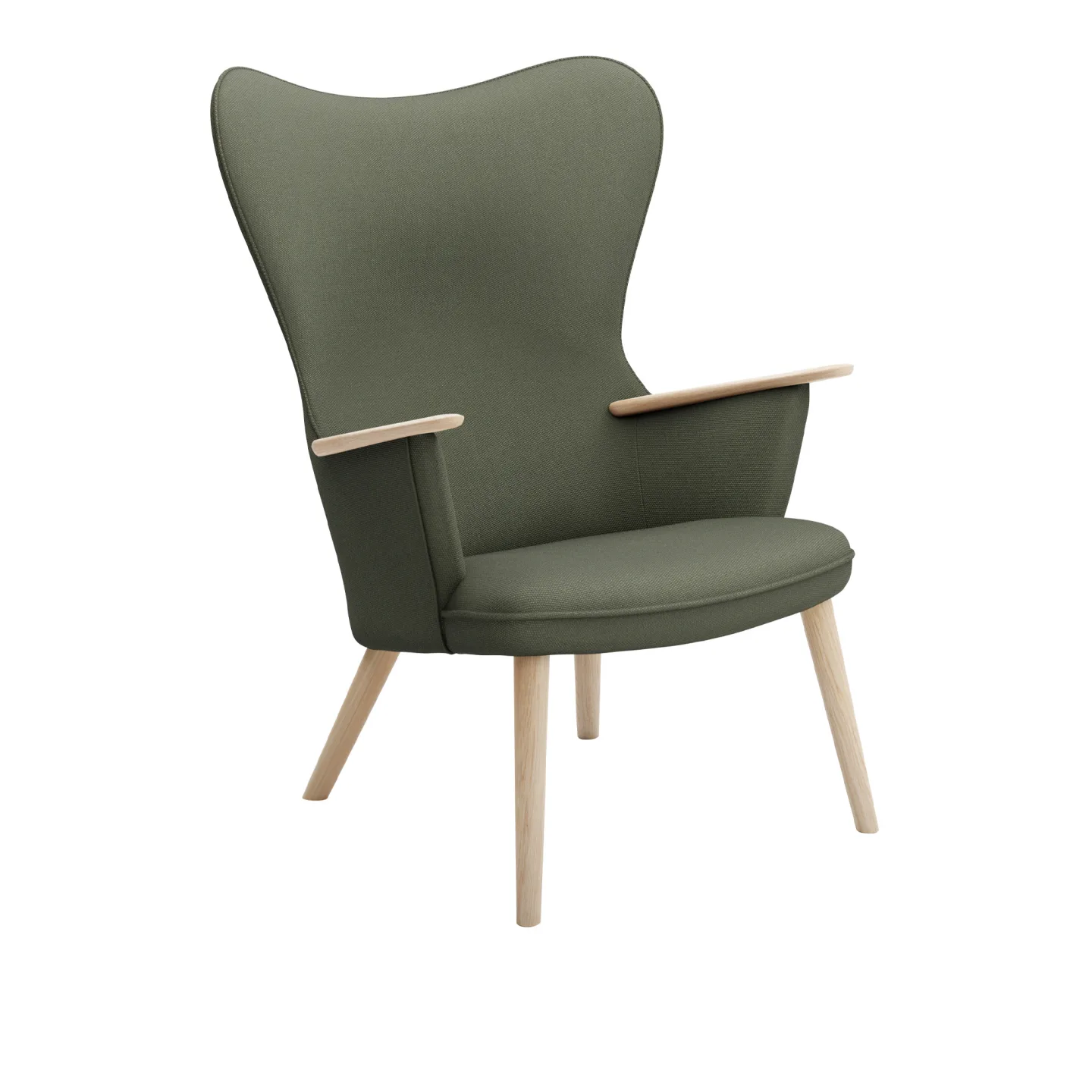 Carl Hansen - CH78 Fåtölj, Vitoljad Ek, Tyggrupp 3 Fiord 0961 - Fåtöljer - Hans J. Wegner - Trä/Textilmaterial/Skum