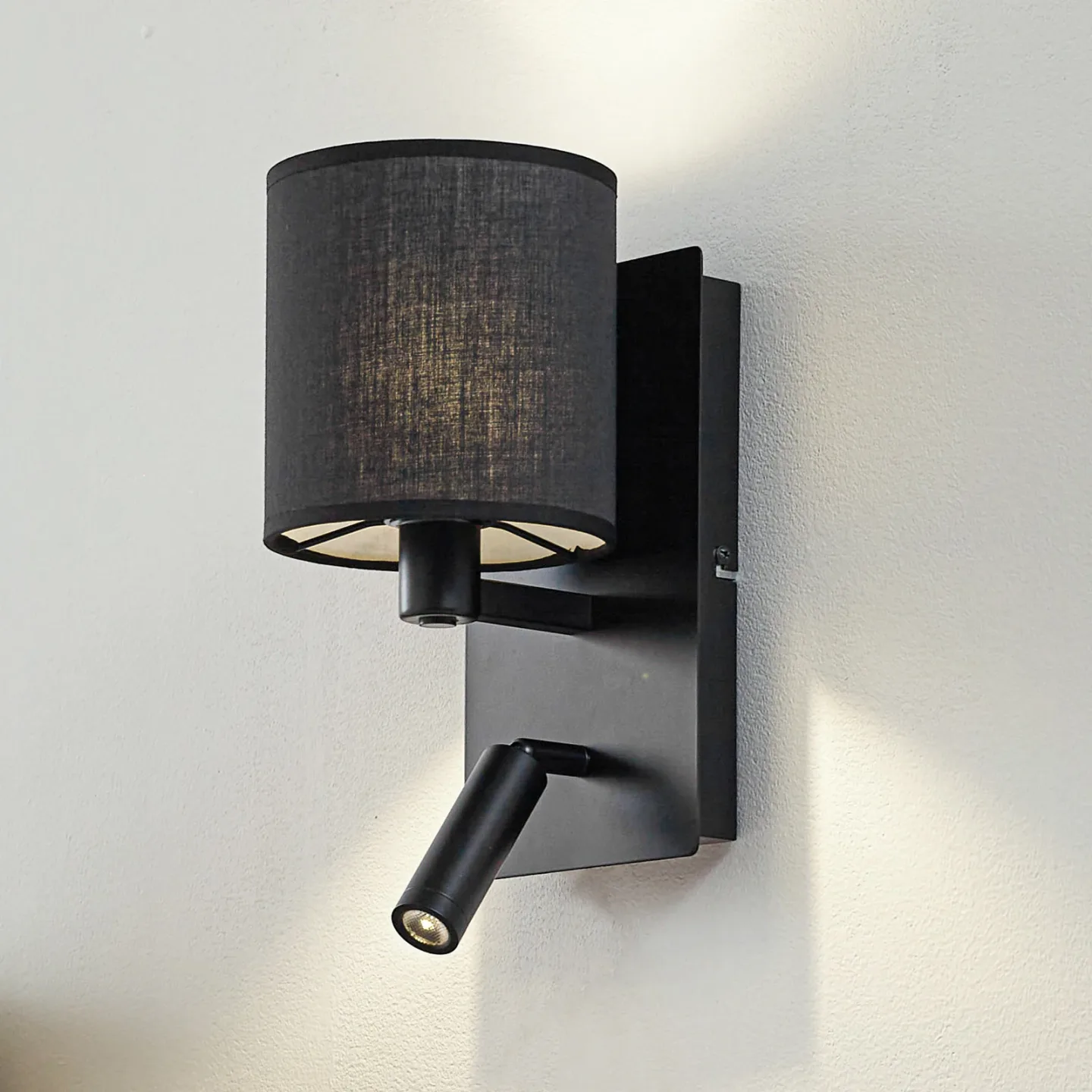 Aiden Wandleuchte 30 cm schwarz E14 LED-Leselicht - Lindby - Wohnzimmer - Modern - Stoff / Textil - Mehrflammig