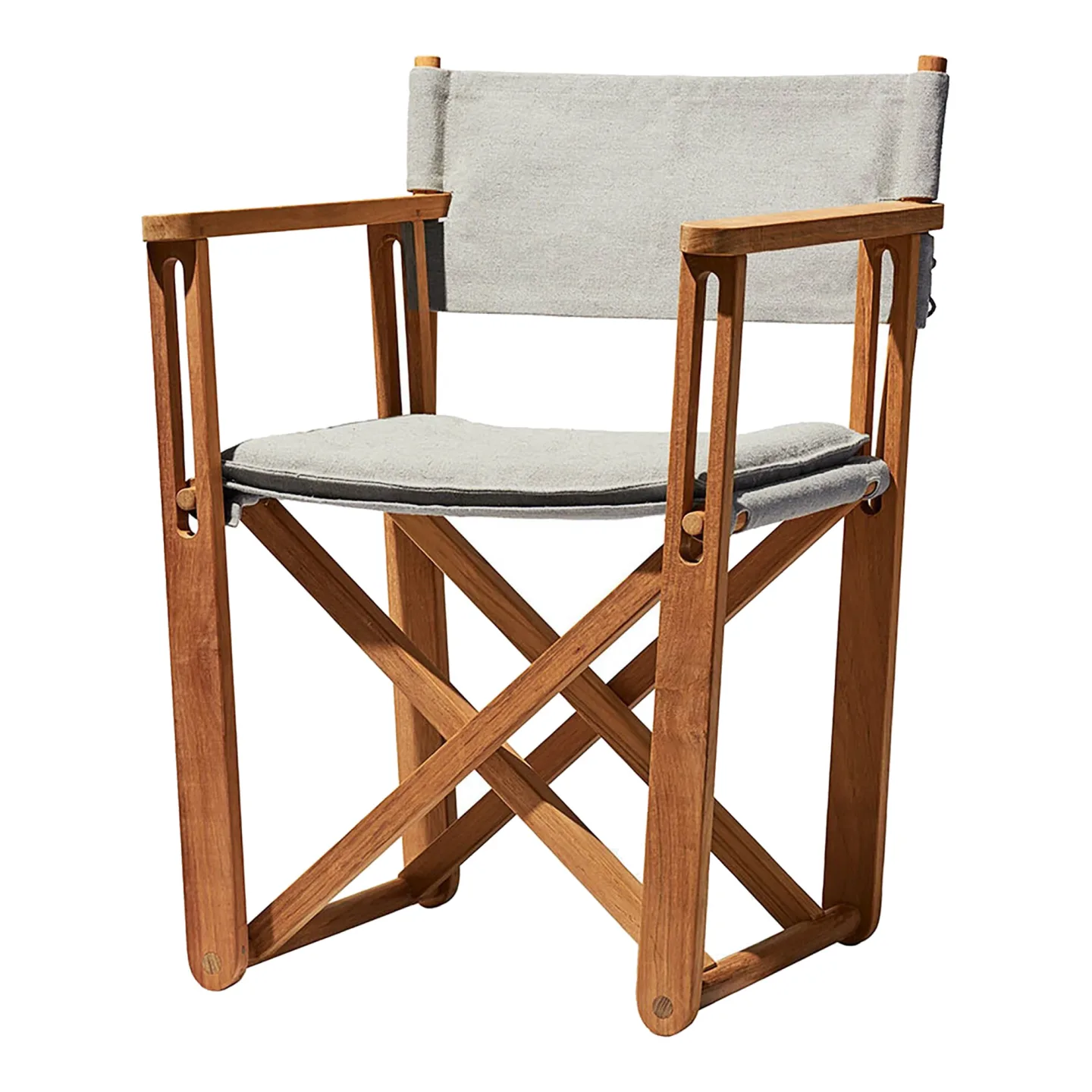 Skargaarden - Kryss Lounge Chair, Teak, Light Grey Ashe Fabric - Fåtöljer utomhus - Björn Hultén - Grå - Trä/Textilmaterial