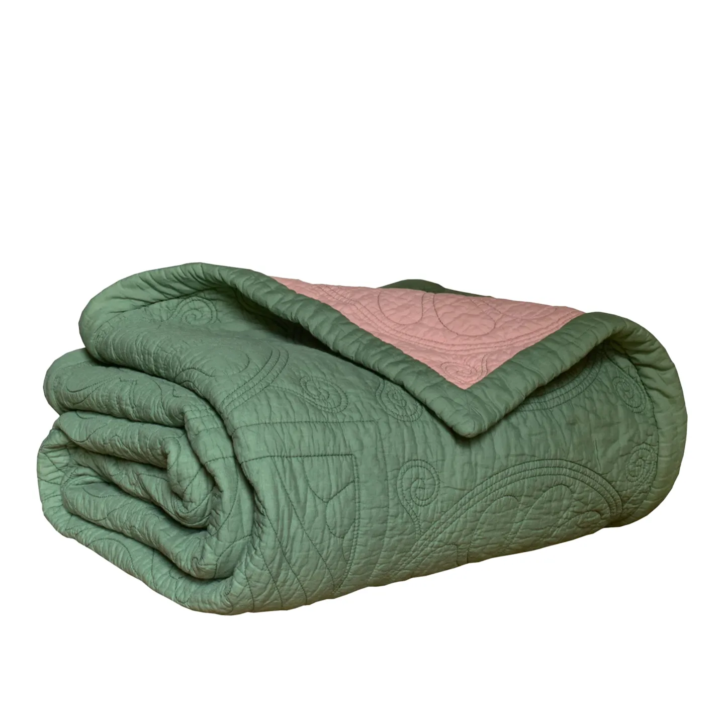Mille Notti - Durham Bedspread Green/Pink 180x260 - Sängöverkast - Beata Heuman