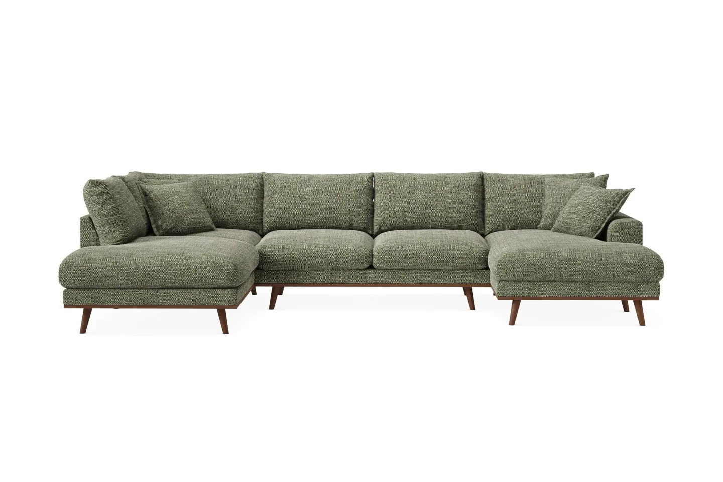 Copenhagen Premium 5-sits Vänstervänd U-formad Djup Soffa med Divan och Schäslong i Chenille - Grön