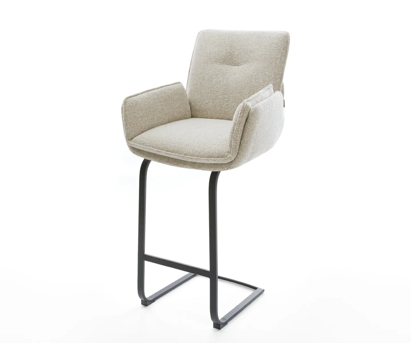 Barstuhl Nela-Flex Webstoff Soft Beige Freischwinger Flach Metall Schwarz