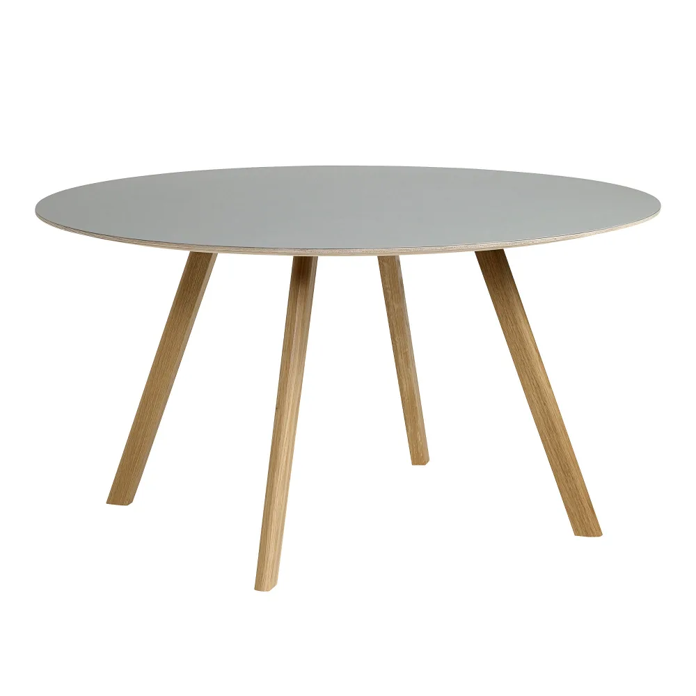 HAY - CPH25 2.0 Table Lacquered Oak Frame Ø140 X H74 Off-White Linoleum Tabletop Lacquered Edge - Matbord - Ronan & Erwan Bouroullec - Vit - Trä