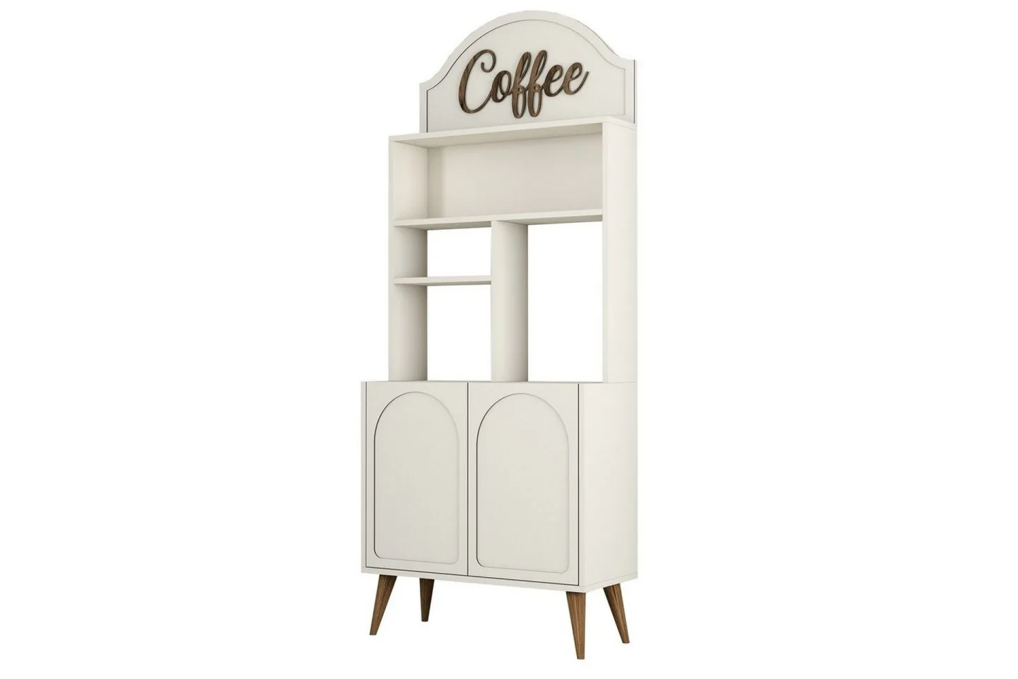 Kaffebarskåp Hazim Två Gräddfärgad / Valnöt - Gräddfärgad / Valnöt